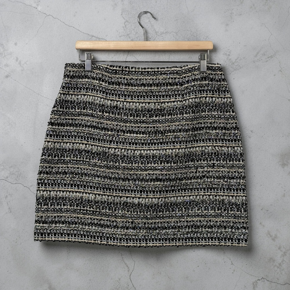 Loft Metallic Gold‎ Silver Tweed Party Mini Skirt 10P